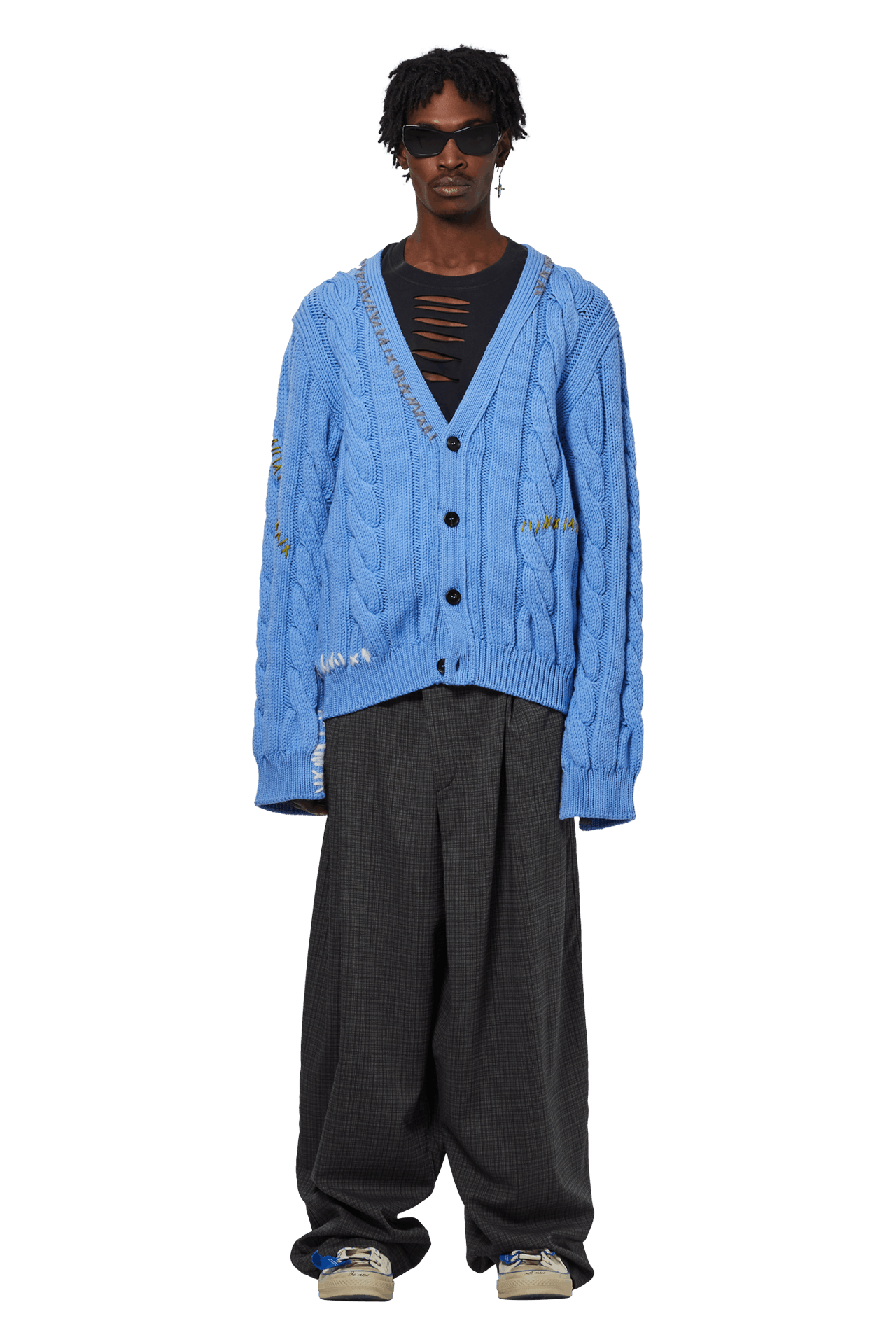 Buy Marni Cable Knit Cardigan 'Iris Blue' - CDMG0086Q0 UFWH07 