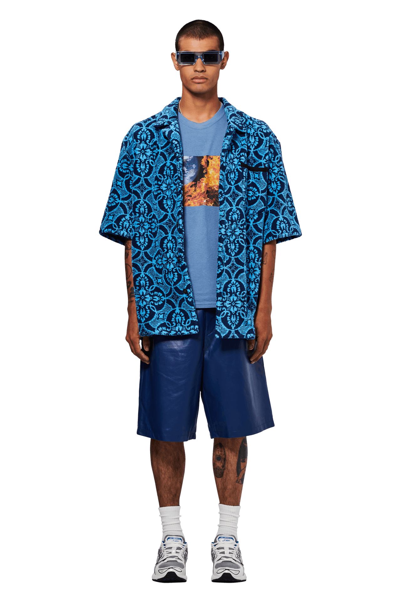 Buy Prada Nappa Leather Bermuda Shorts 'Bluette' - UPP224