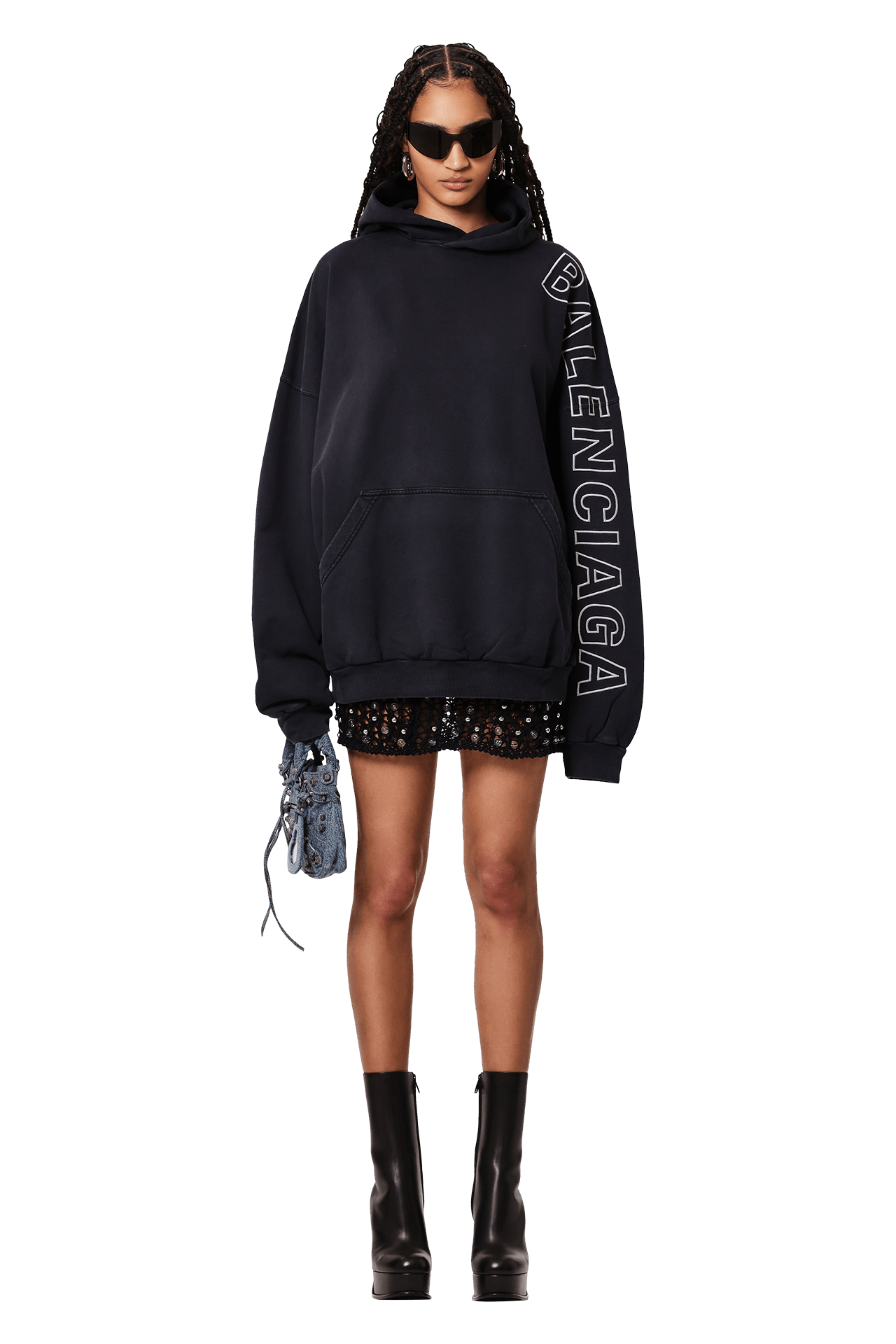 Buy Balenciaga Logo Embroidered Oversized Hoodie 