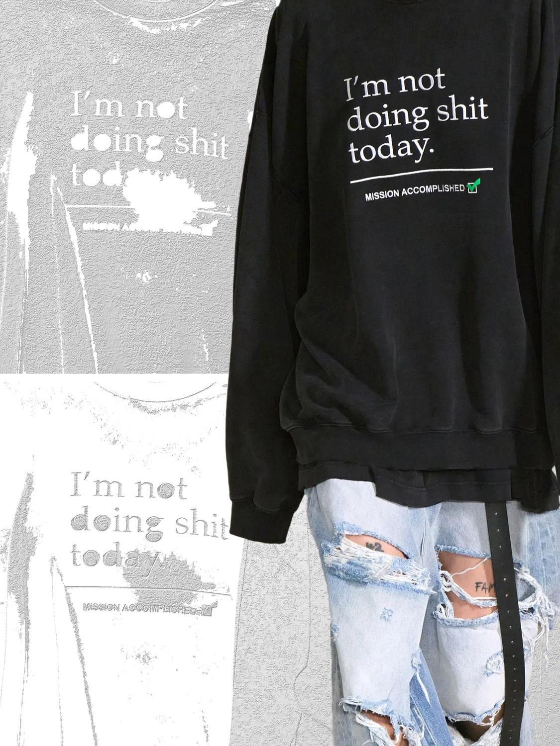 Vetements I'm Not Doing Shit Today Cotton Sweatshirt in Blue