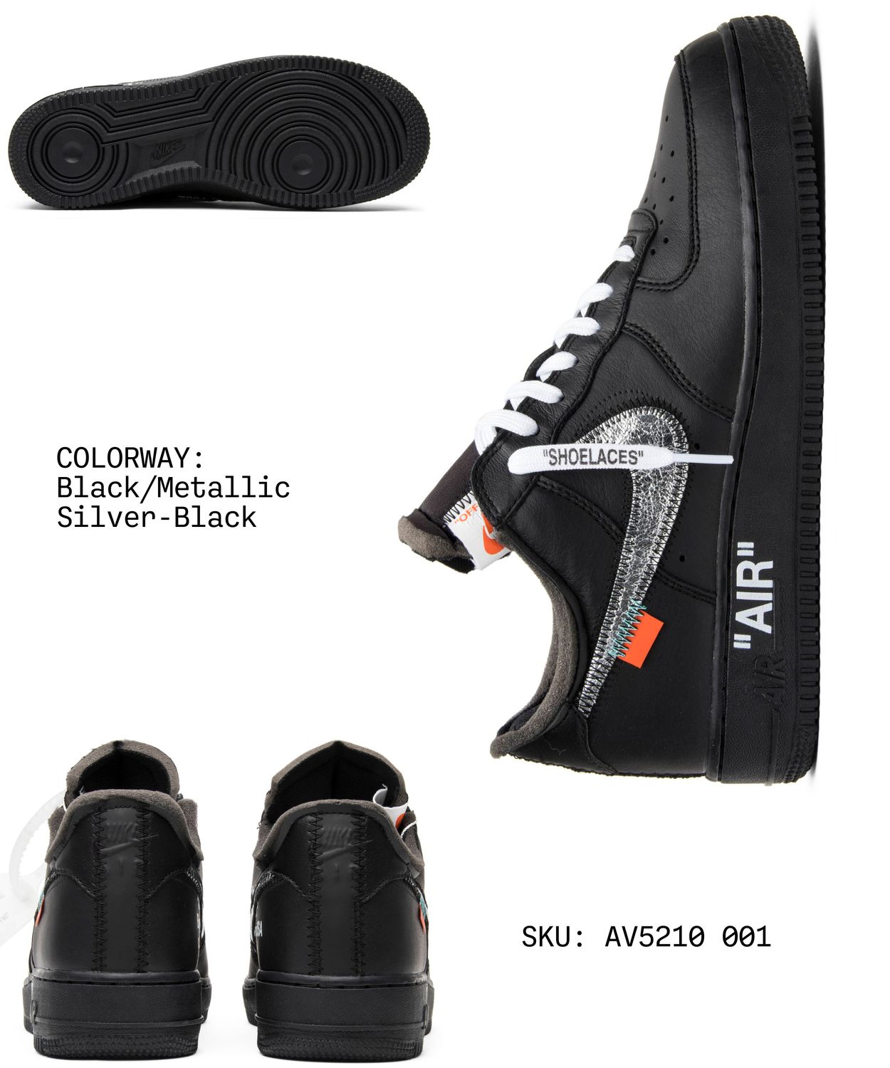 Off White X Air Force 1 Low '07 'MoMA' - Nike - AV5210 001 - black/metallic  silver-black
