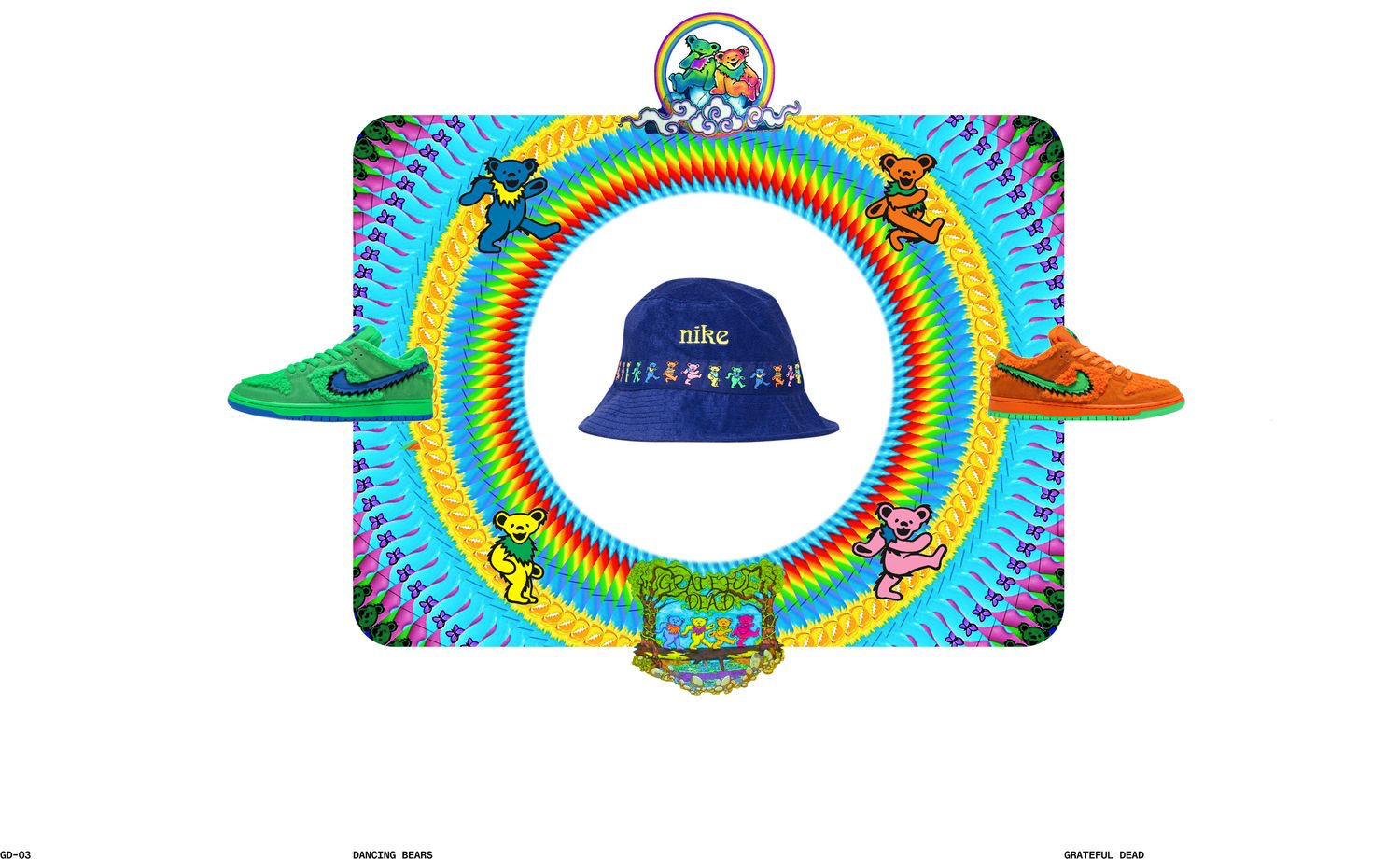 Nike SB X Grateful Dead Blue Bucket Hat Size