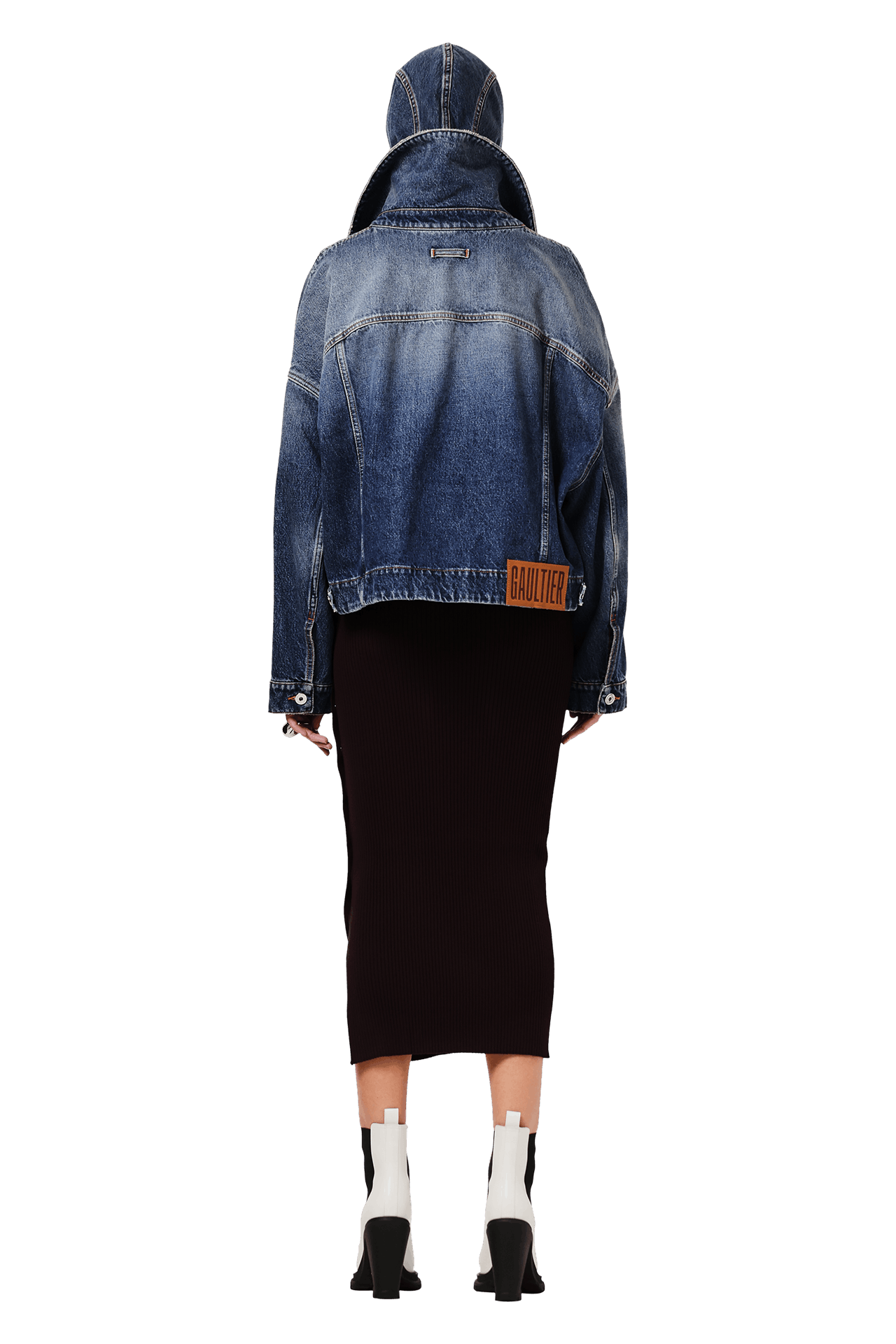 Buy Jean Paul Gaultier Hooded Double Layer Denim Jacket 'Vintage