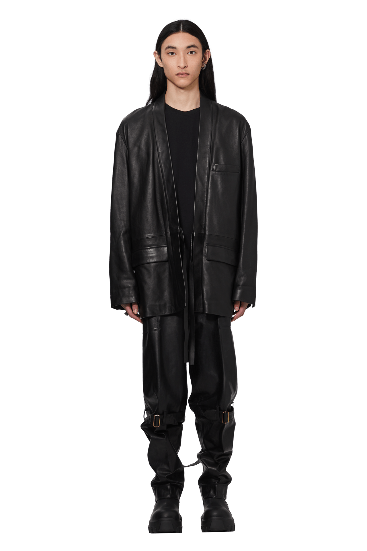 Buy Ambush Kimono Leather Jacket 'Black' - BMJE001S21LEA002