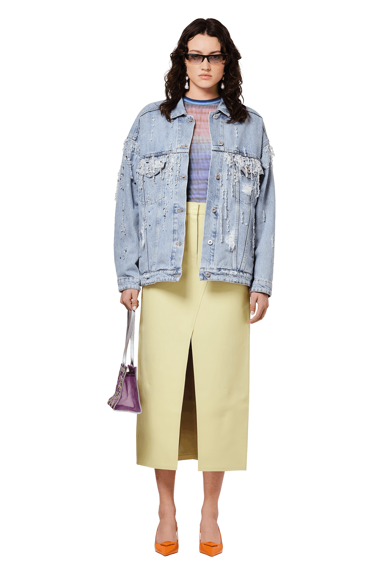 Buy Jean Paul Gaultier Printed Mesh Long-Sleeve Top 'Light Blue