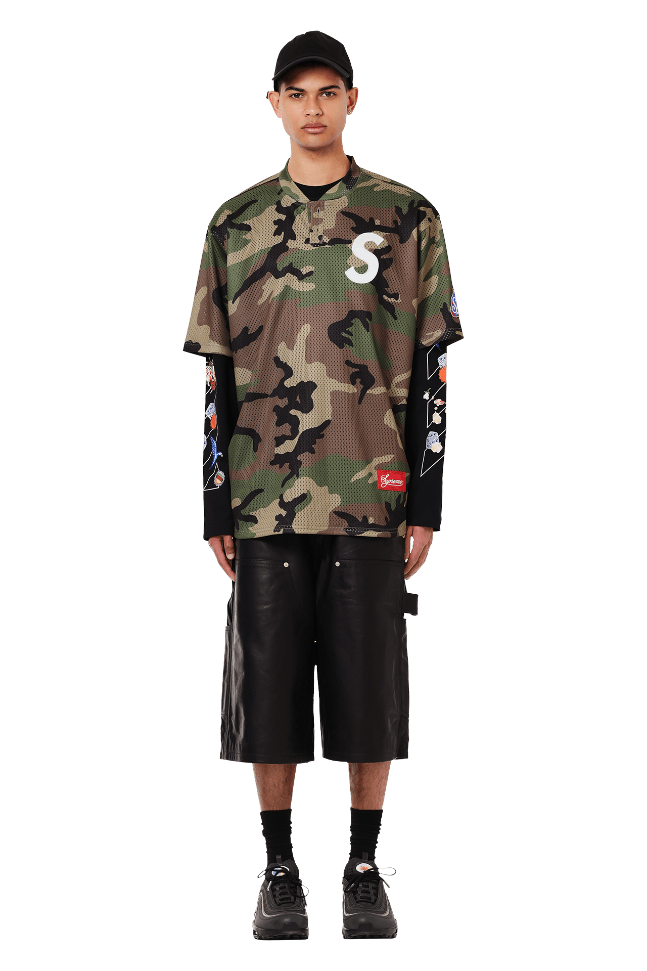 Buy Supreme S Logo Baseball Henley 'Woodland Camo Buy Supreme S Logo Baseball Henley 'Woodland Camo
