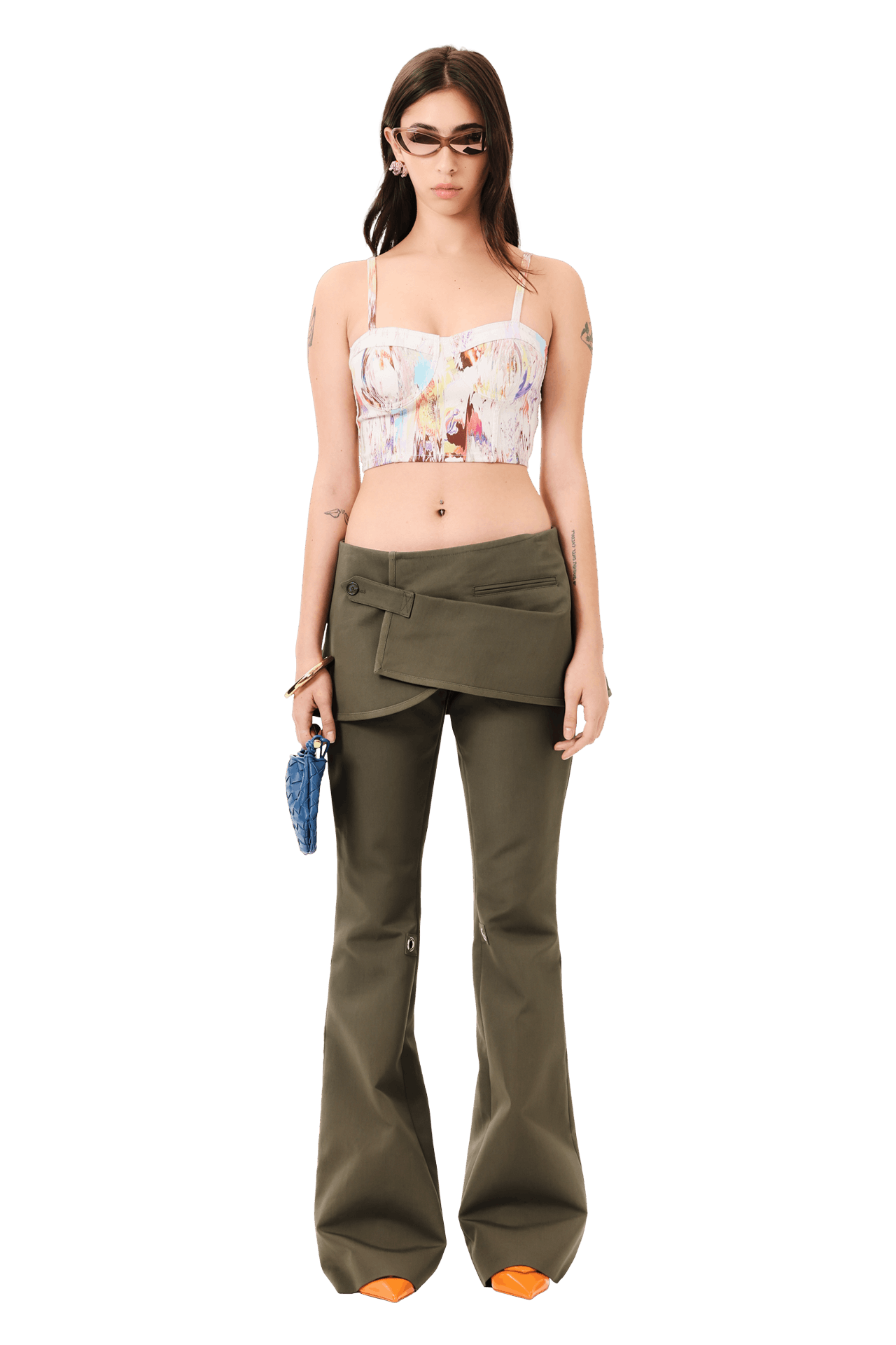 Buy Courrèges Overskirt Bootcut Pants 'Camouflage Green Buy Courrèges Overskirt Bootcut Pants 'Camouflage Green
