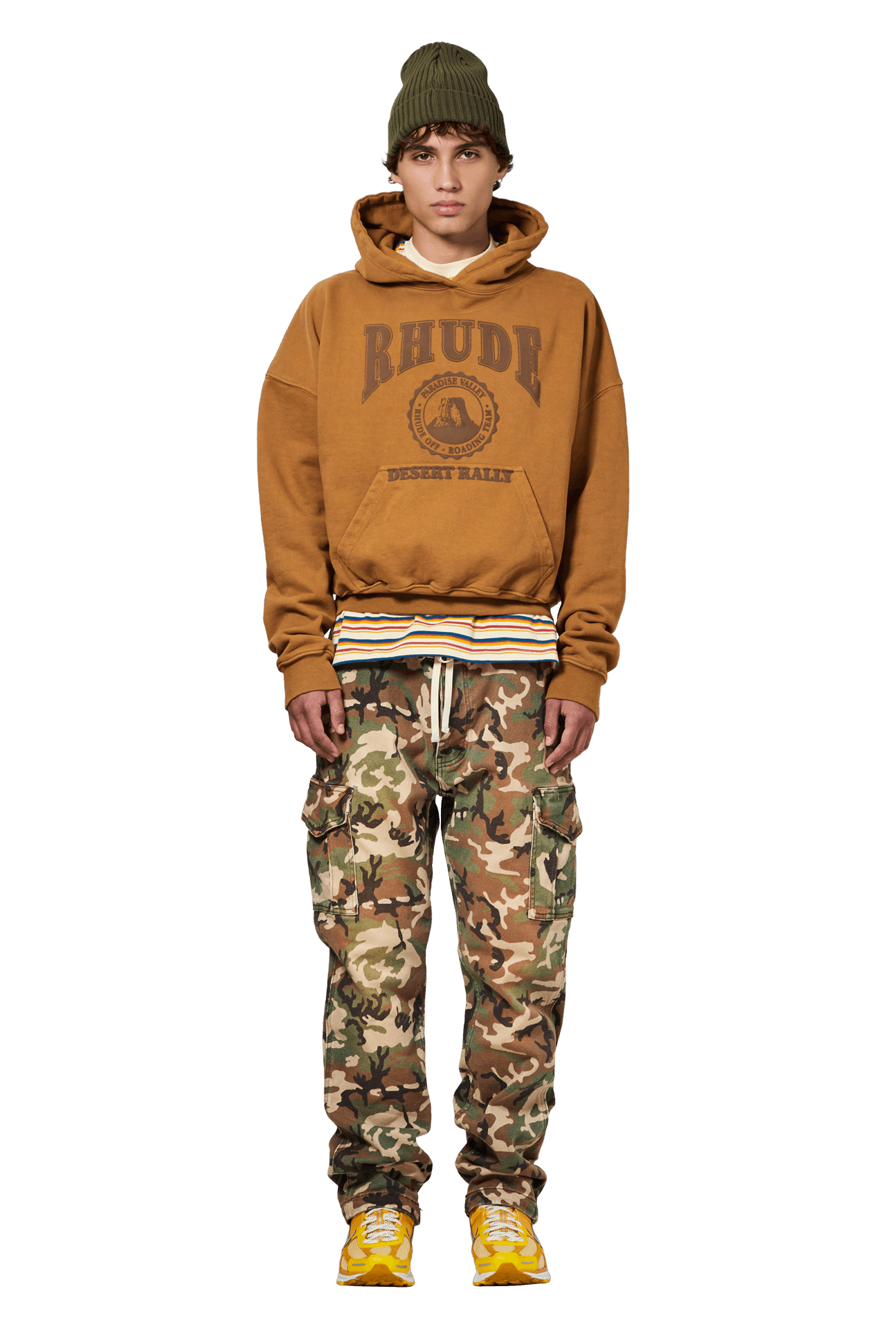 Buy Rhude Cropped Desert Valley Hoodie 'Camel