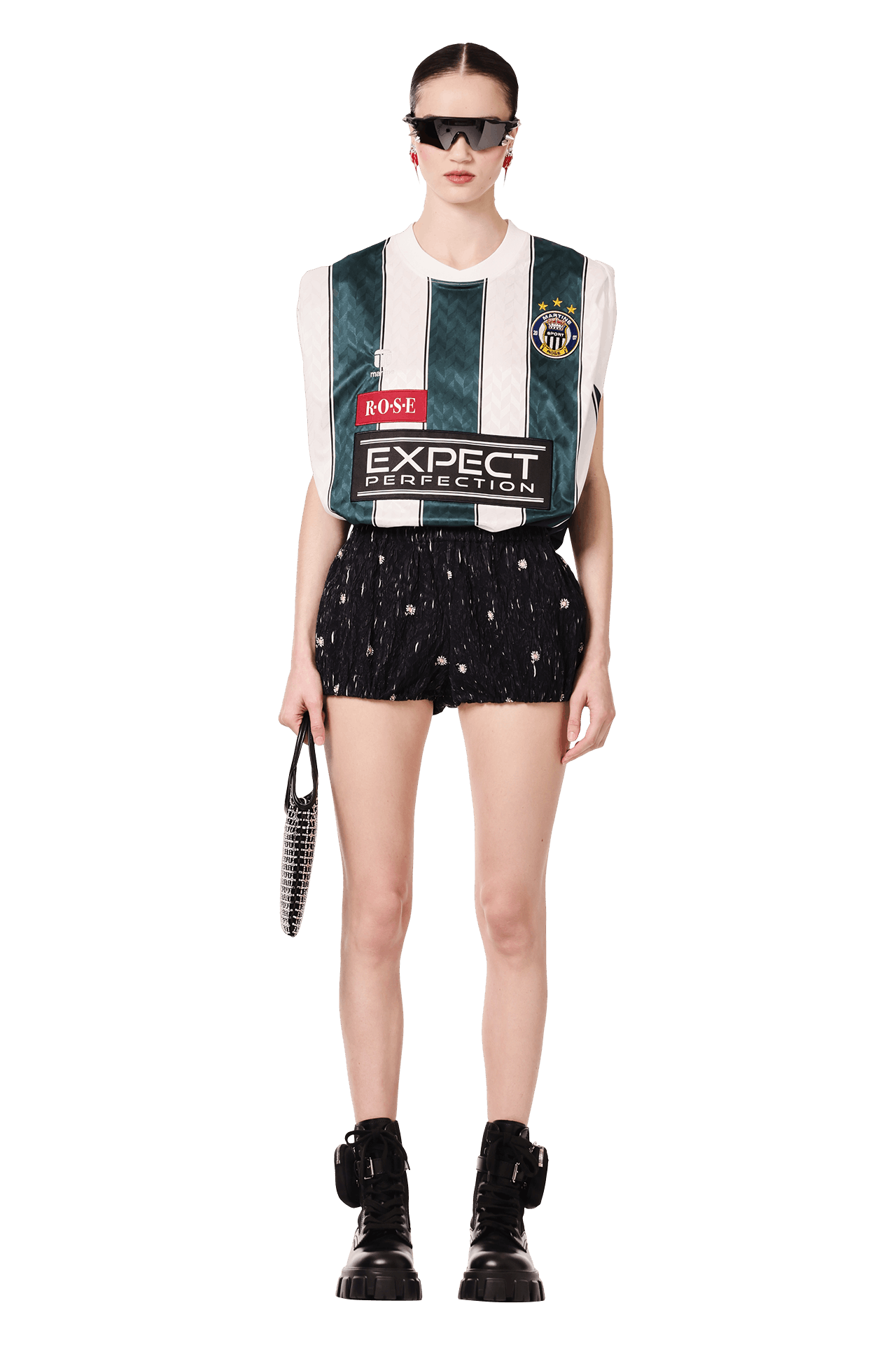 Buy Martine Rose Twist Sleeve Football Top 'White/Green