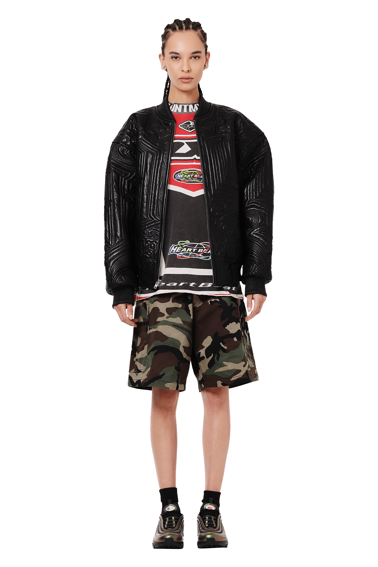 Buy Supreme Mister Cartoon Embroidered Leather Jacket 'Black
