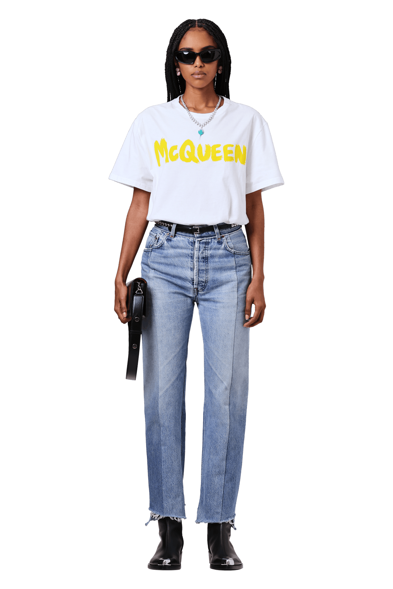 Tシャツ・カットソー alexander mcqueen GRAFFITI PRINT T-SHIRT (622104 QVZ570922) Buy Alexander McQueen Graffiti T-Shirt 'White/Yellow