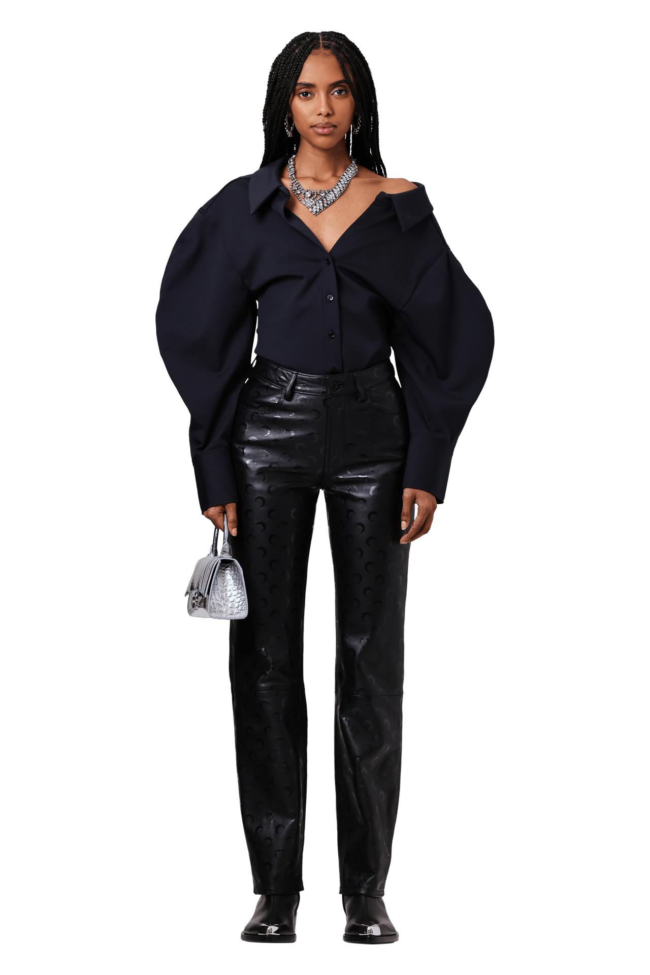 Alexander McQUEEN ブラックボディスーツ Alexander McQueen】2023年メンズ春夏コレクションのルック画像