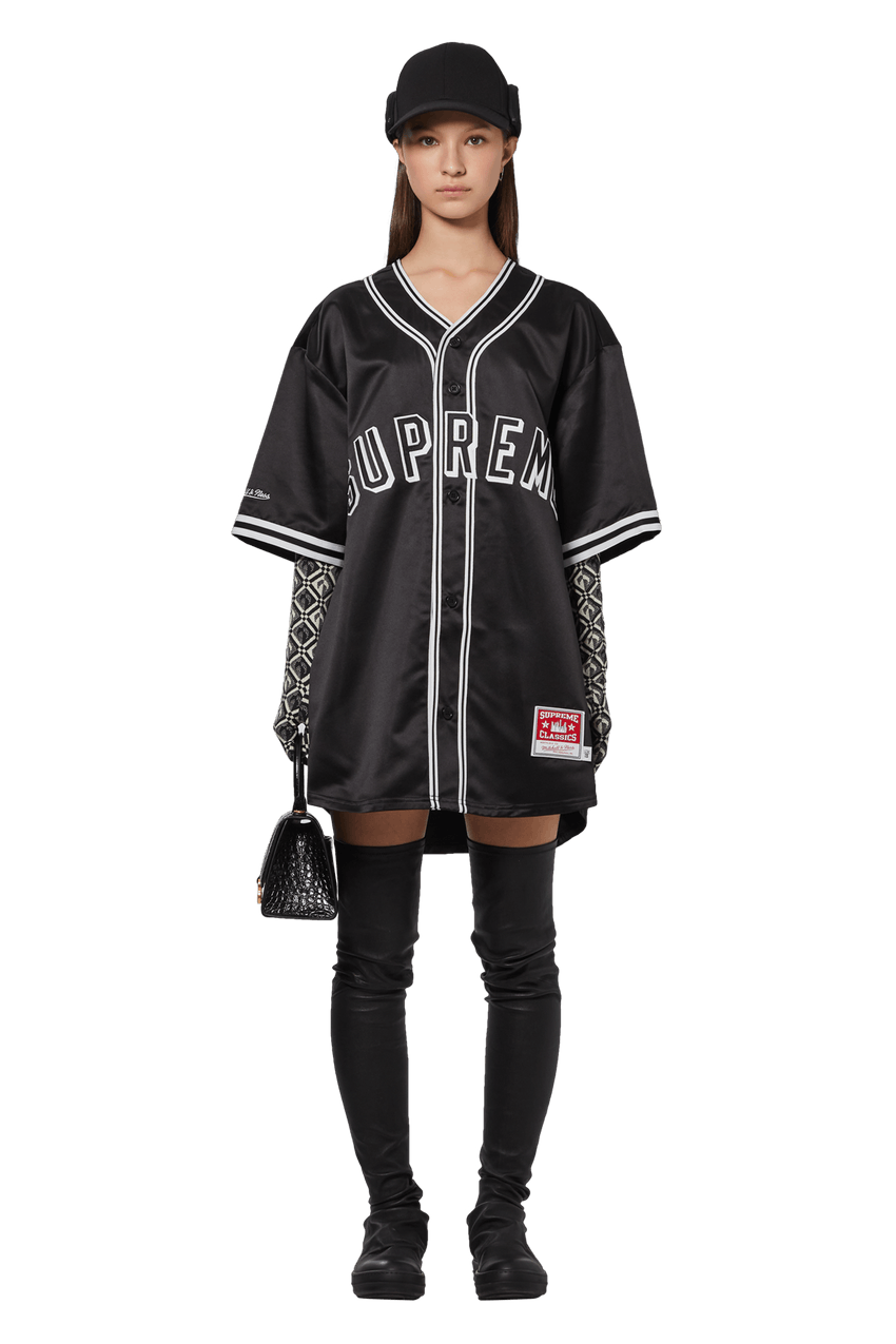 Buy Supreme x Mitchell & Ness Satin Baseball Jersey 'Black' SS23KN25