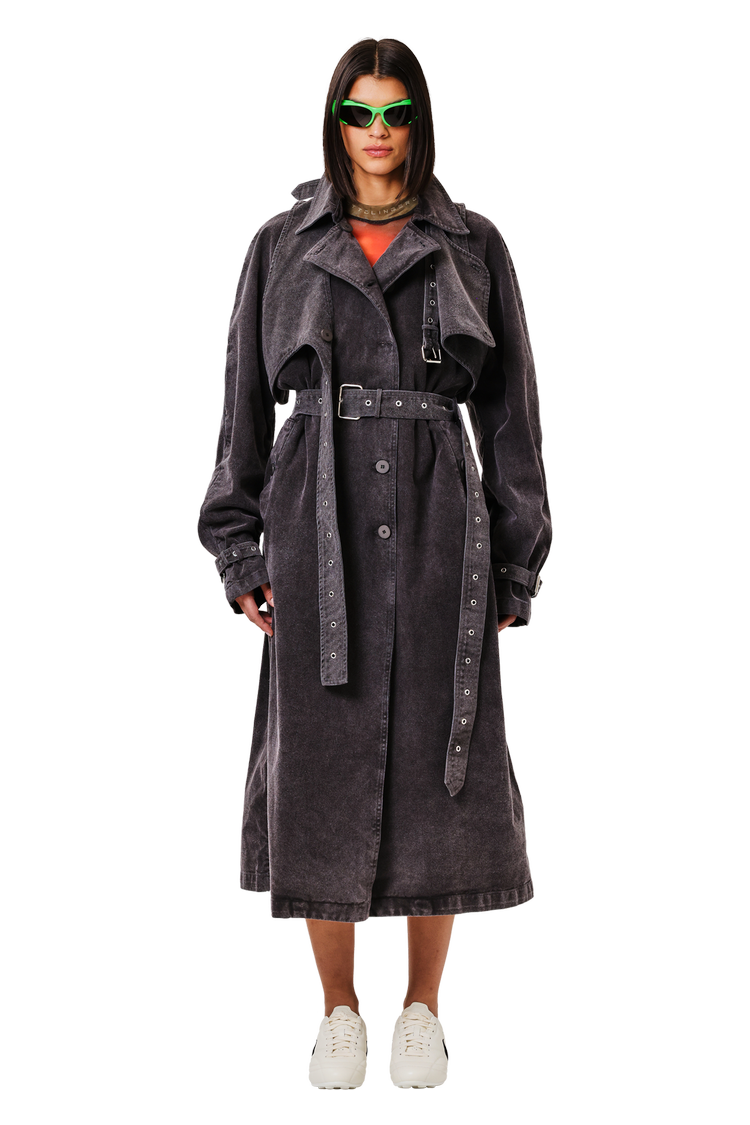 Model wearing Ottolinger Trench Coat 'Black Wash'