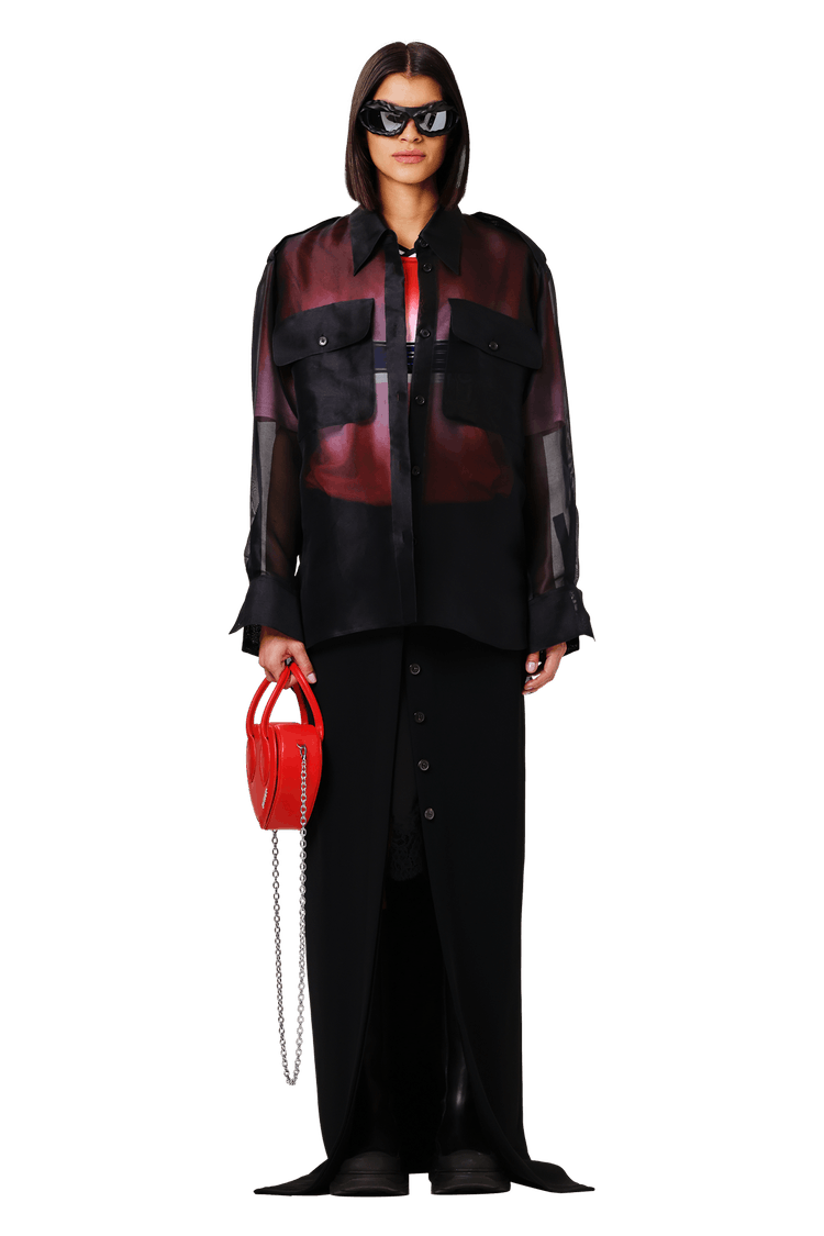 Model wearing Ambush Heart Handle Bag 'Red'