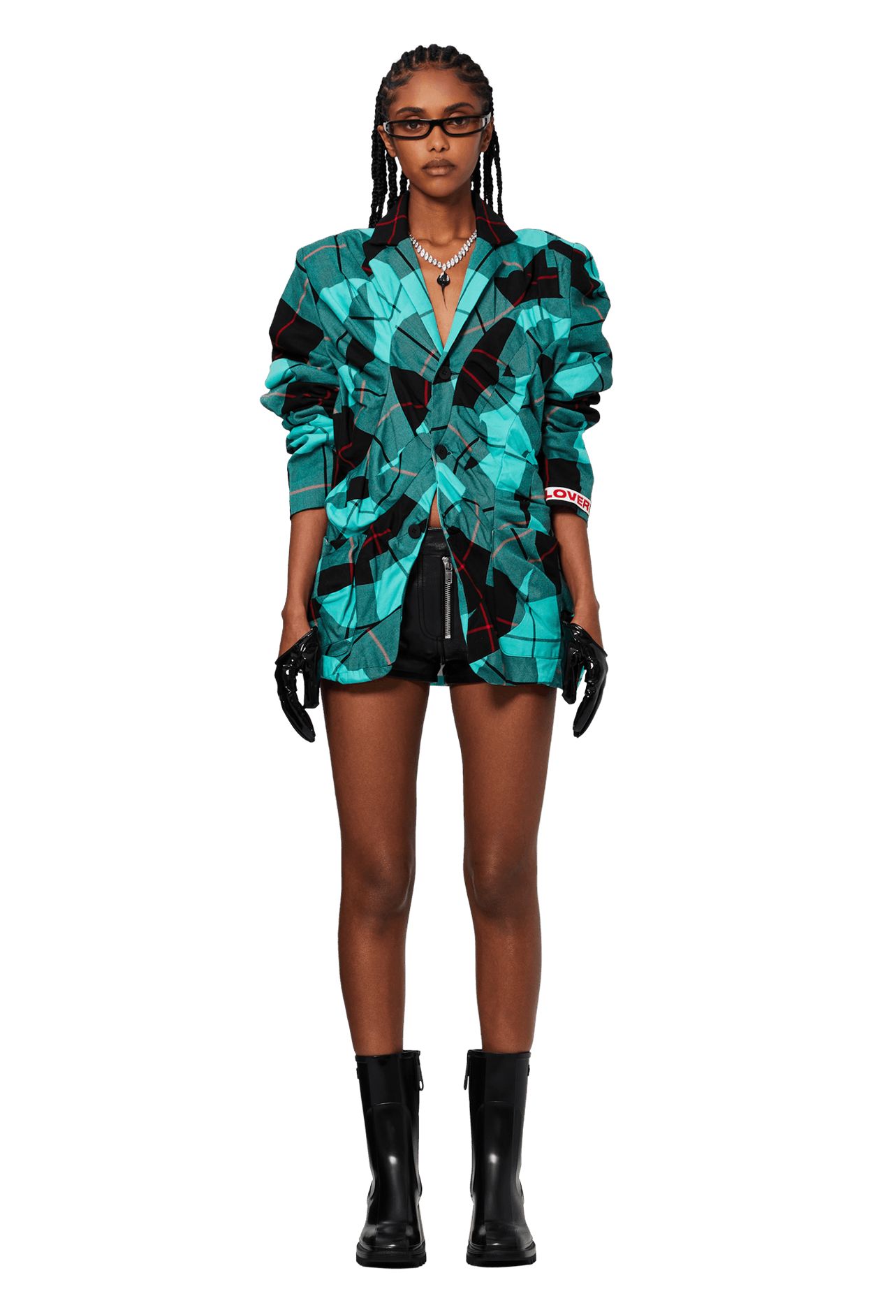 Buy Charles Jeffrey Loverboy Tartan Wibble Suit Jacket 'Blue