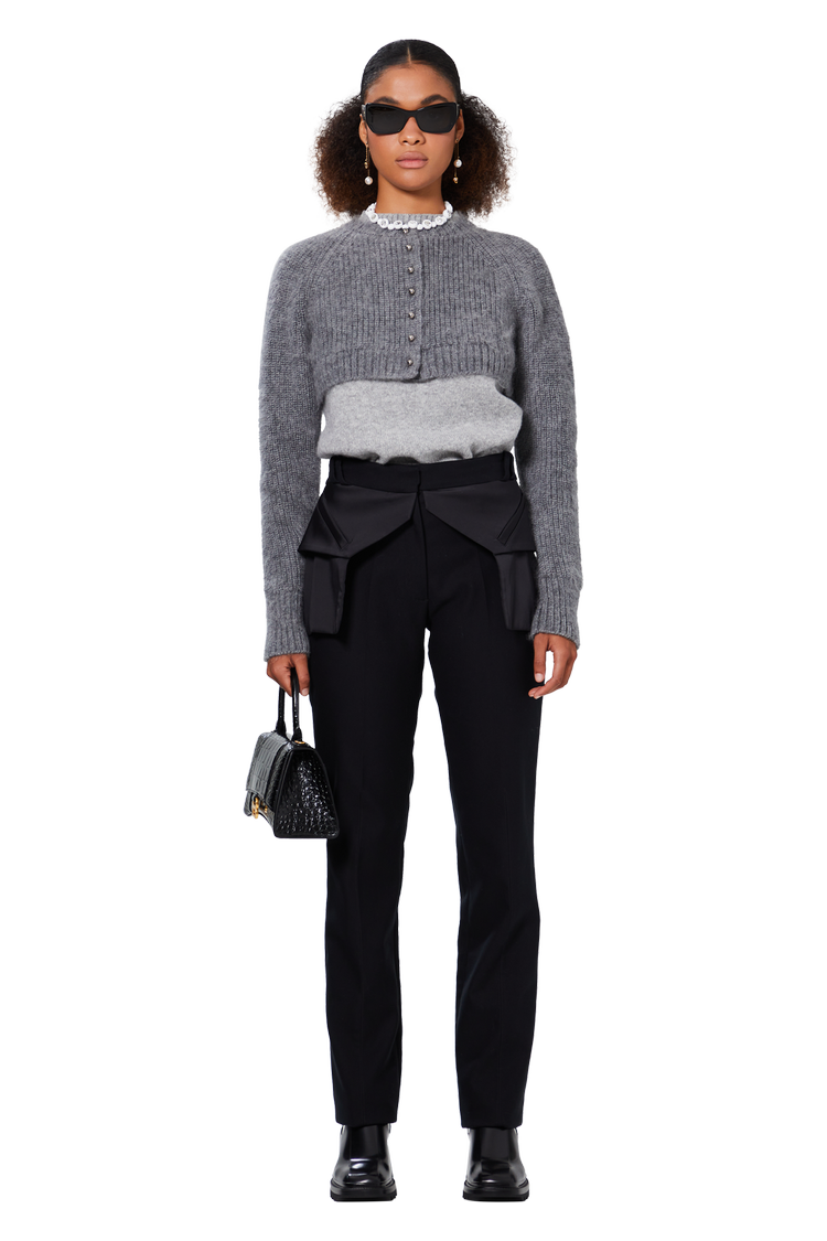 model wearing Sacai Knit Pullover 'Grey'