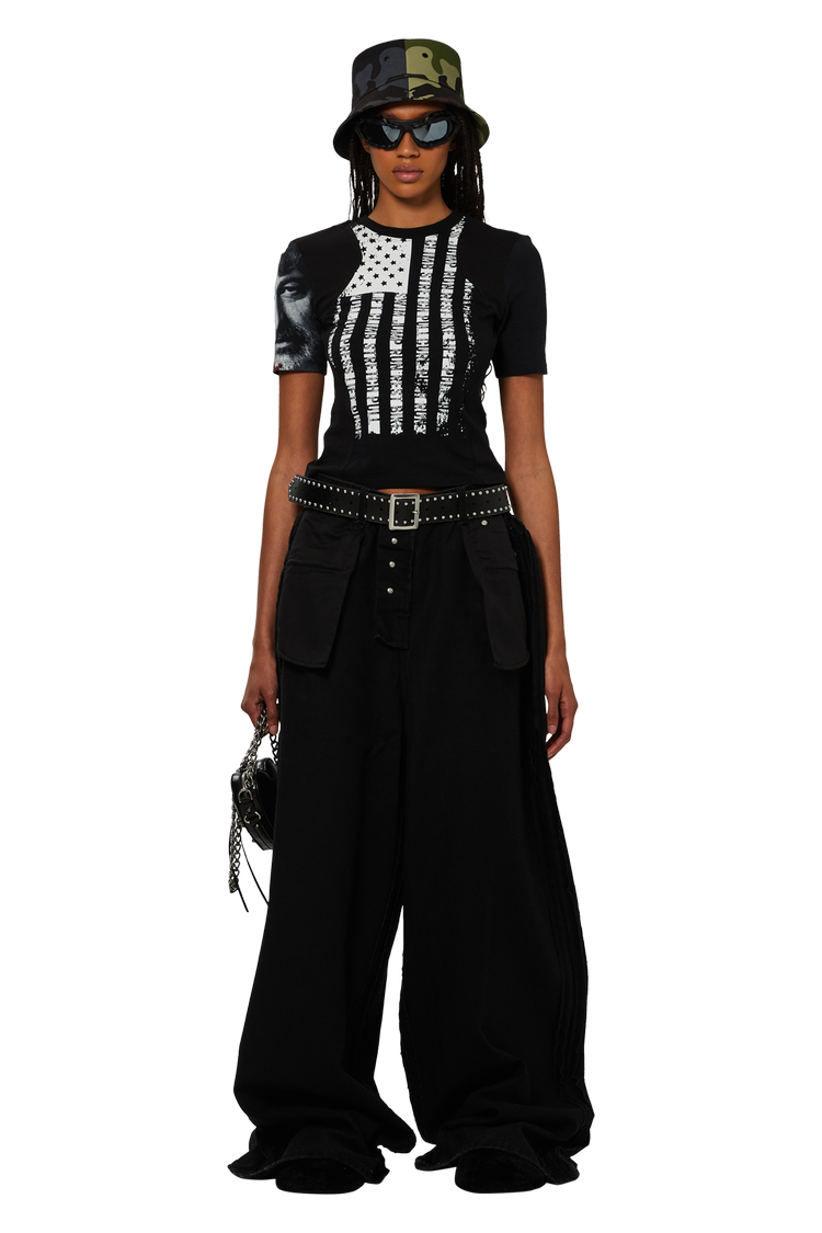 model wearing MM6 Maison Margiela Studded Leather Belt 'Black'