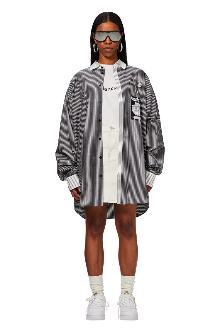 mannequin en Fred Perry x Raf Simons Patch Oversized Shirt 'Black'