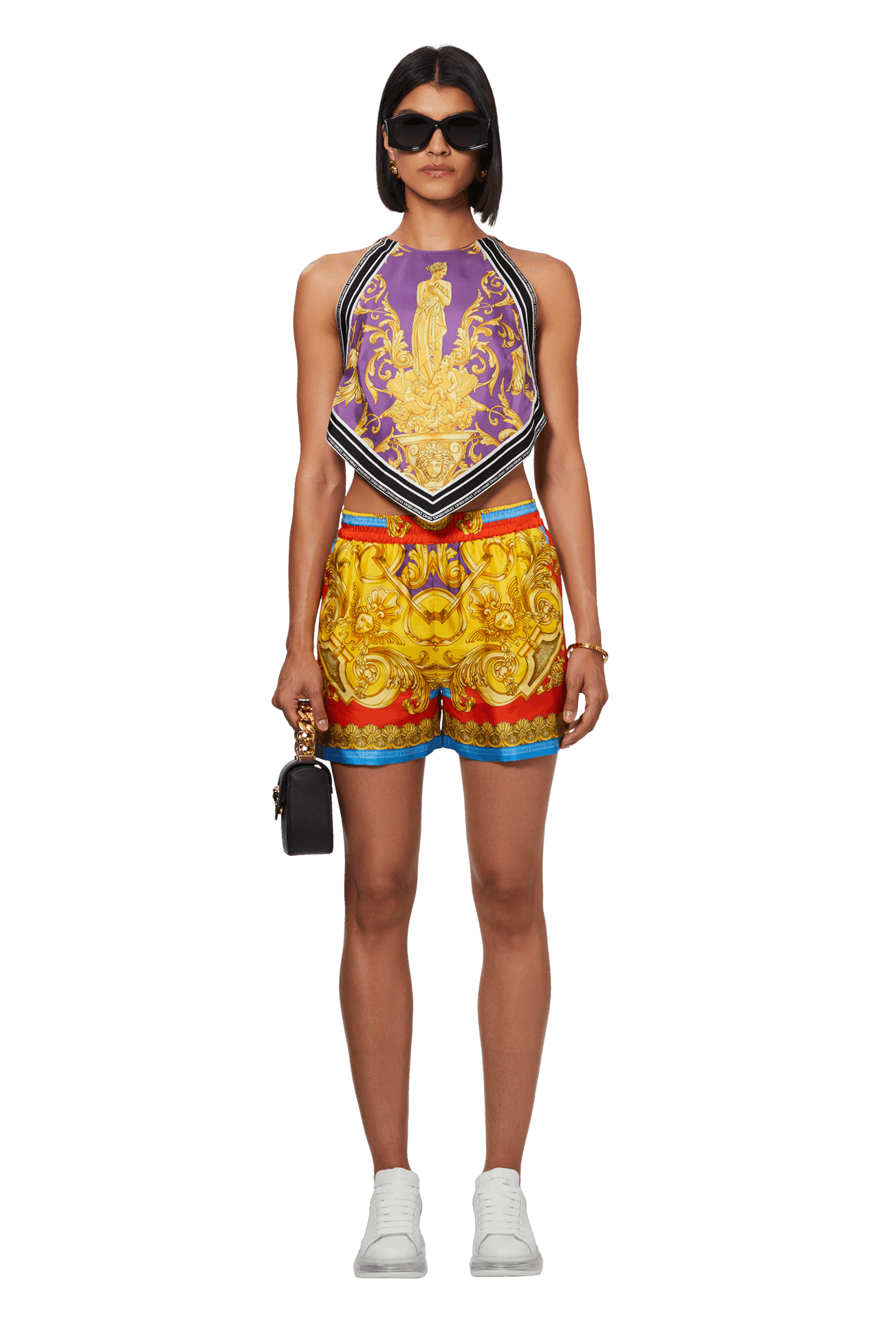 Buy Versace Heritage Print Silk Blouse 'Dark Orchid/Sun' 1005052