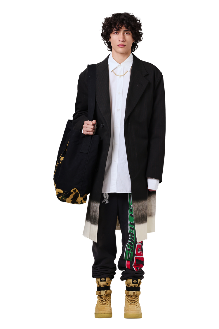 Model wearing GOAT Exclusive BAPE Camo Detail Tote Bag Black