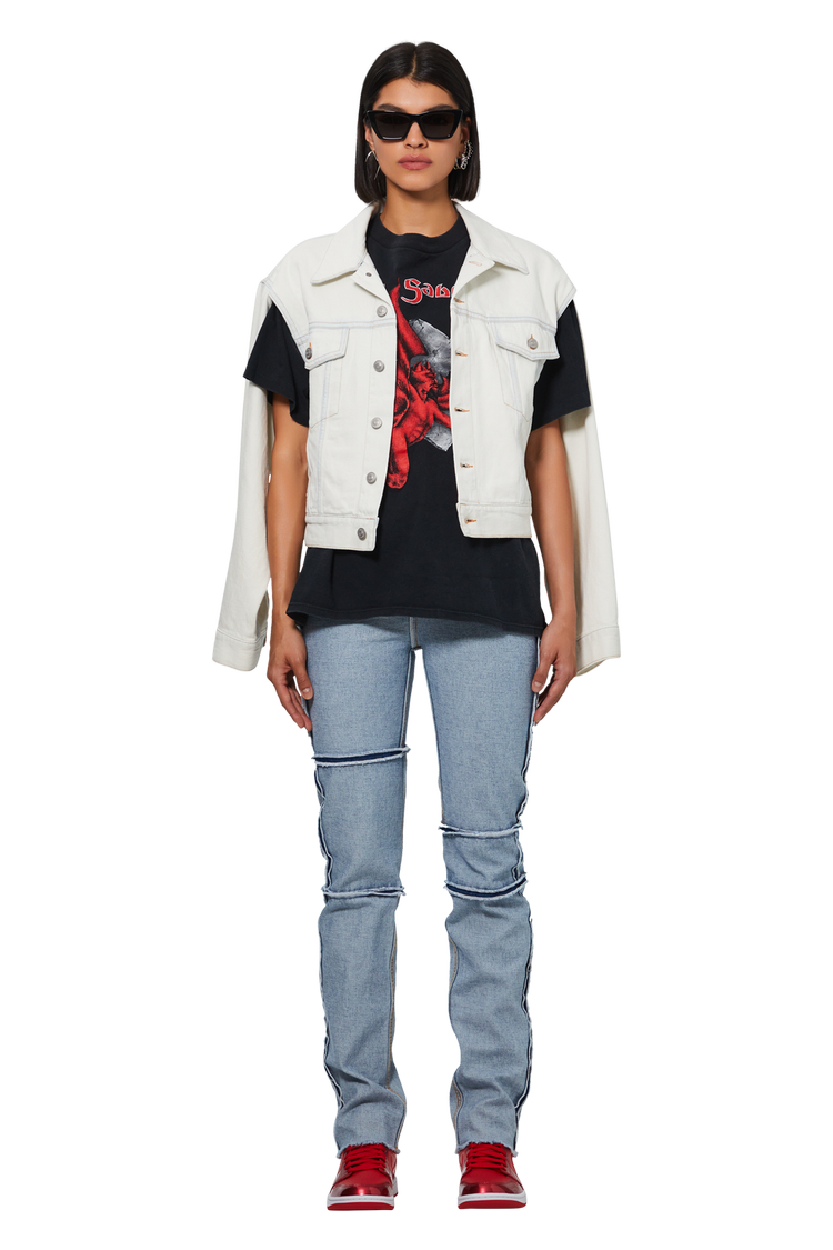 model wearing MM6 Maison Margiela Sports Jacket 'Stone Bleach'