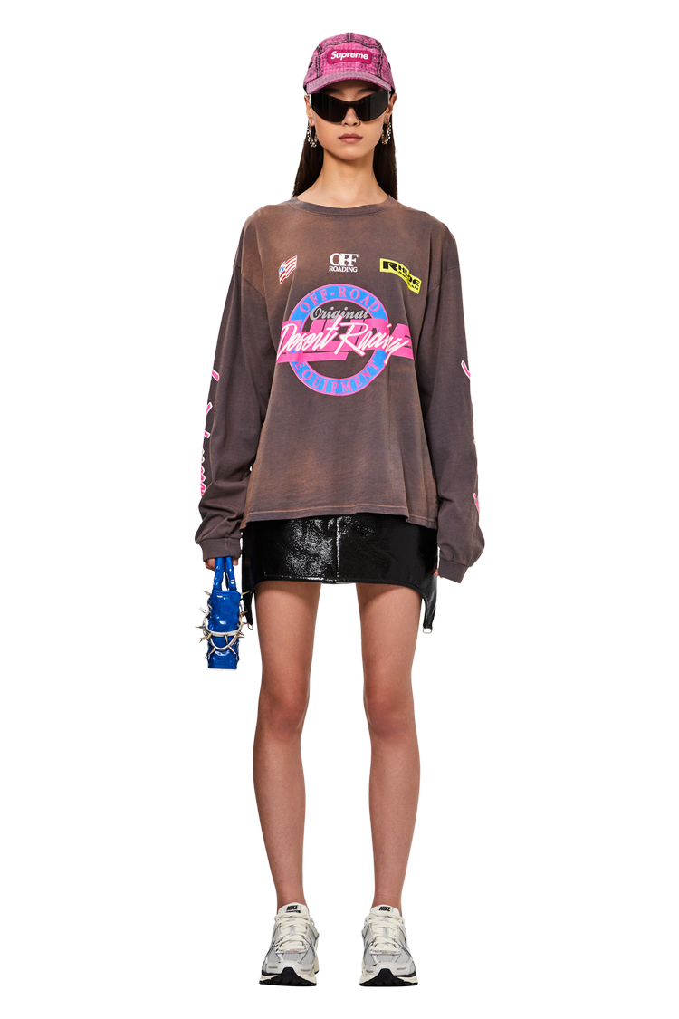 Model wearing Courrèges Suspenders Mini Skirt 'Black'