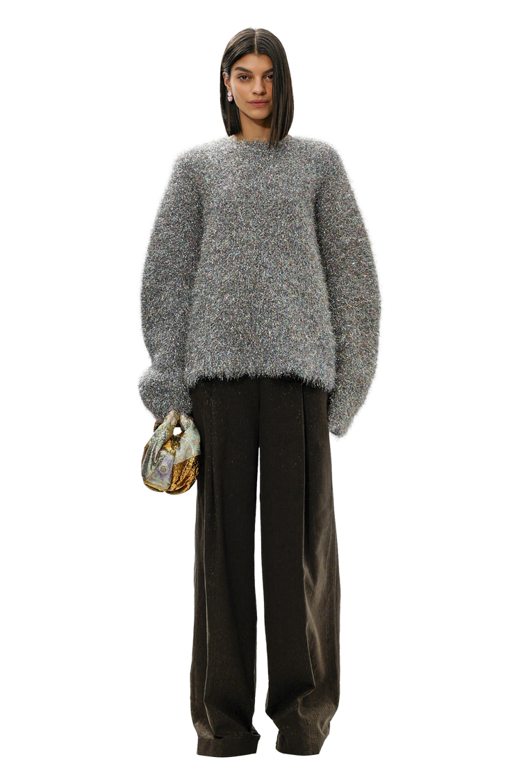 Model wearing Dries Van Noten Patchwork Embroidery Of Jaquard Fabrics Bag 'Multicolor'