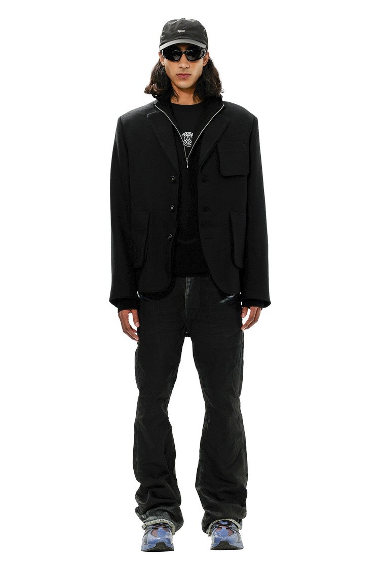 Model wearing Burberry Quarter Zip Hooded Sweatshirt 'Black'