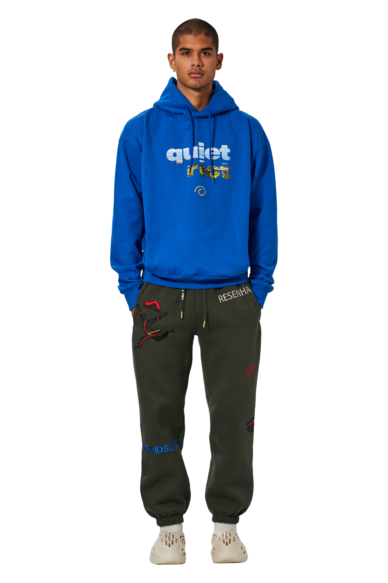 Buy Martine Rose Quiet Riot Hoodie 'Blue' - M602FQ BLUE | GOAT