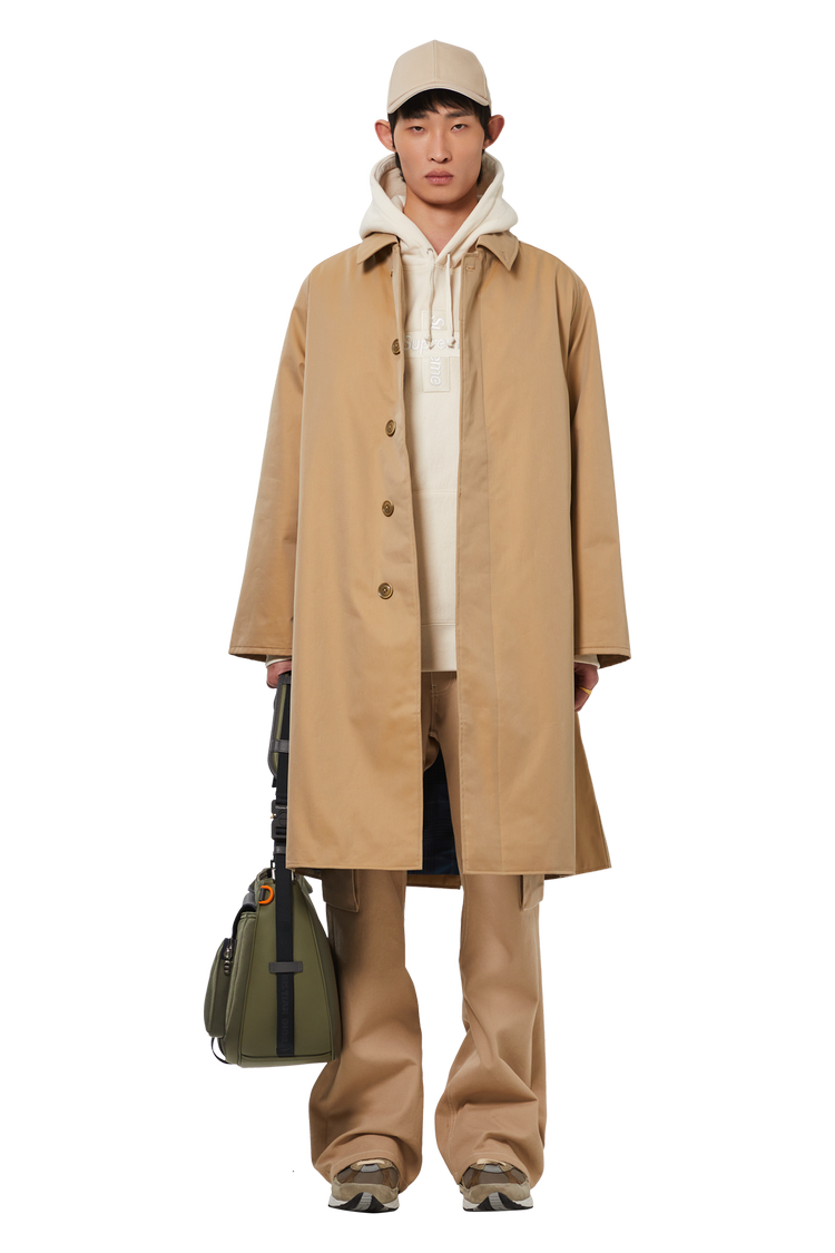 model wearing nanamica GORE-TEX Balmacaan Coat 'Beige'