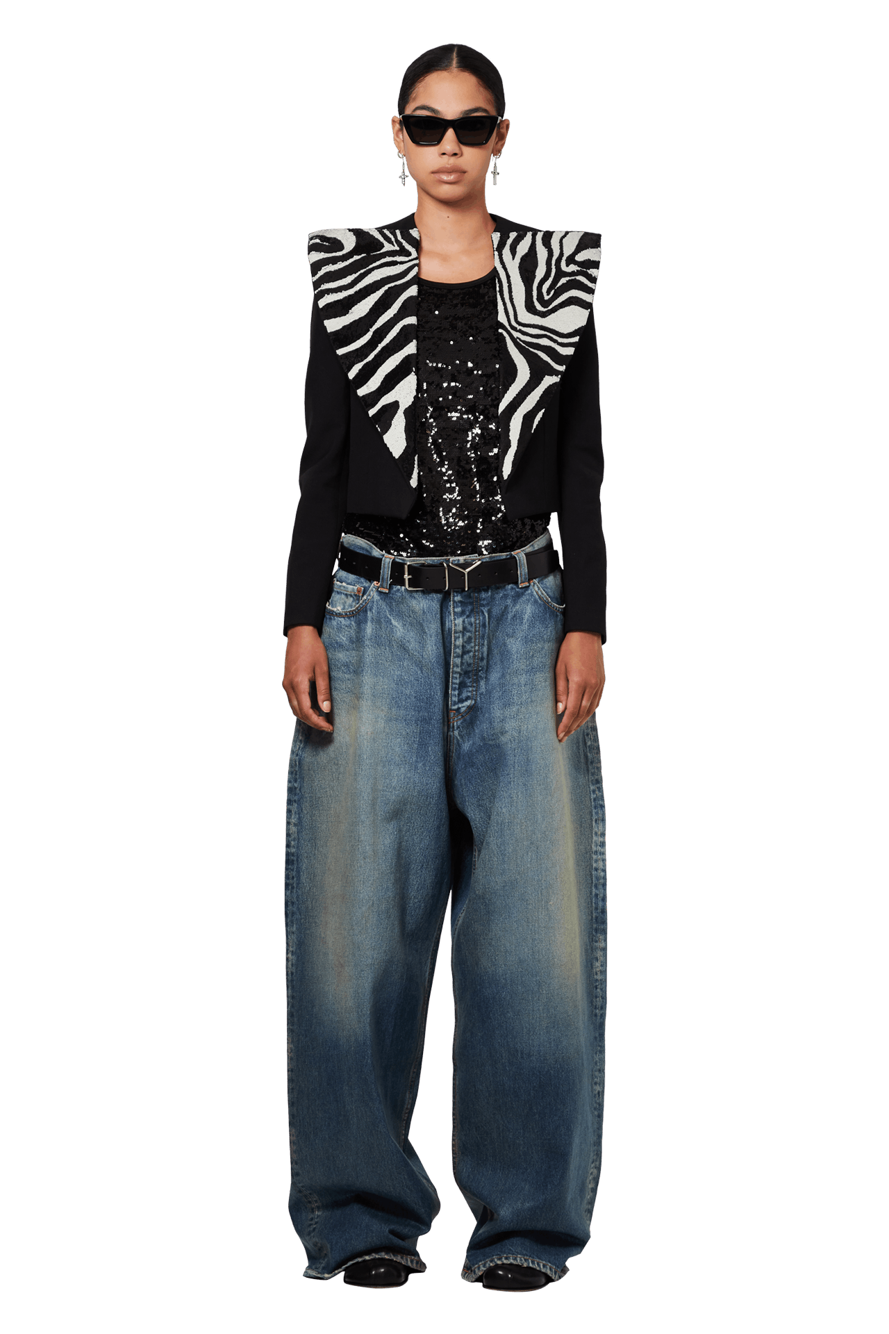 Buy Saint Laurent Zebra Sequin Blazer 'Black' 514637 Y239W 1000 GOAT