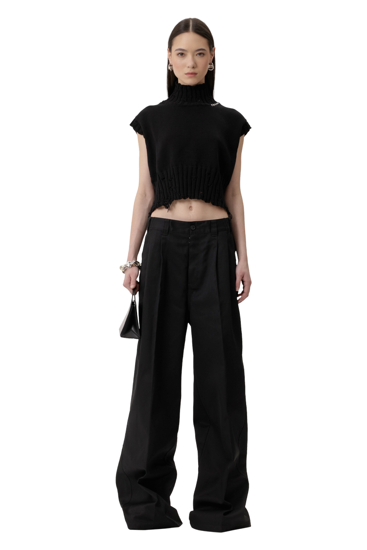 model wearing Marni Dishevelled Turtleneck Sweater 'Black'