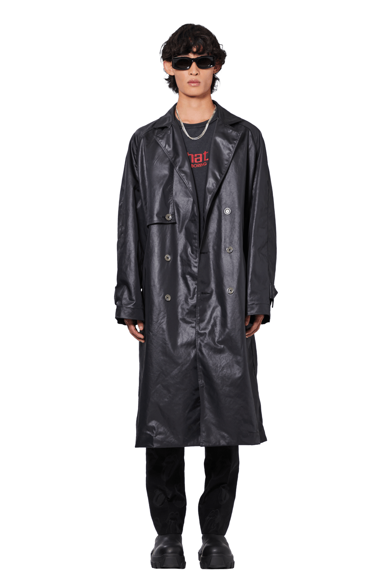 Buy Song for the Mute Long Trench Coat 'Black' - 222 MCT033 BLAC | GOAT