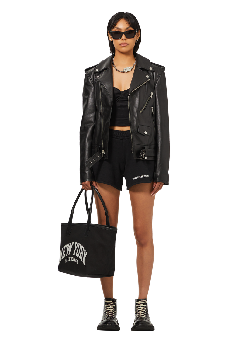 model wearing CELINE Biker Jacket 'Black'