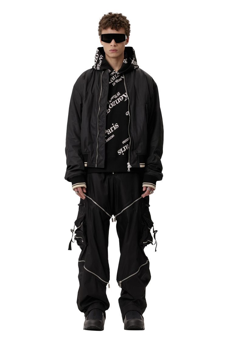 Model wearing Dries Van Noten Zip Bomber Jacket 'Black'