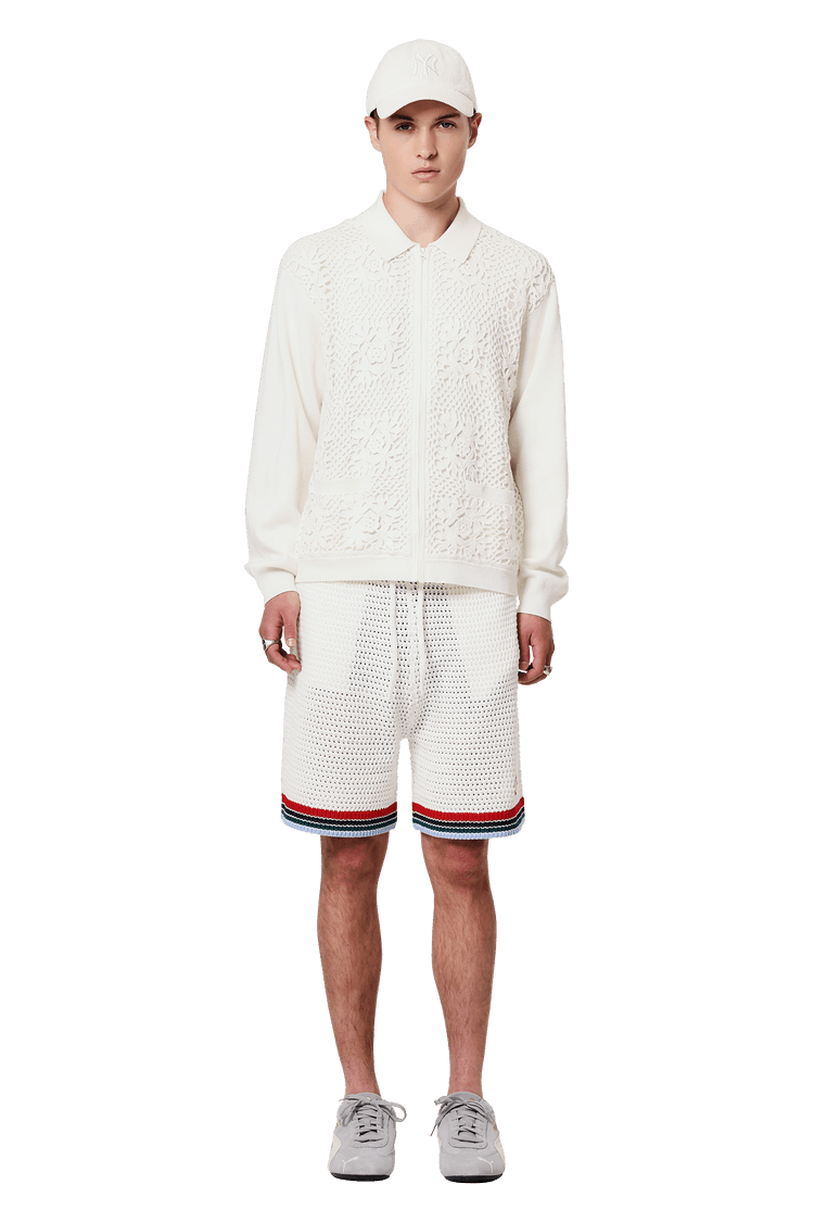 L Supreme Crochet Zip Up Cardigan /