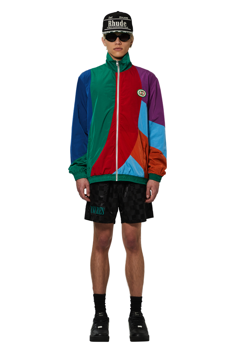 Model wearing Gucci Geometric Track Jacket 'Multicolor'