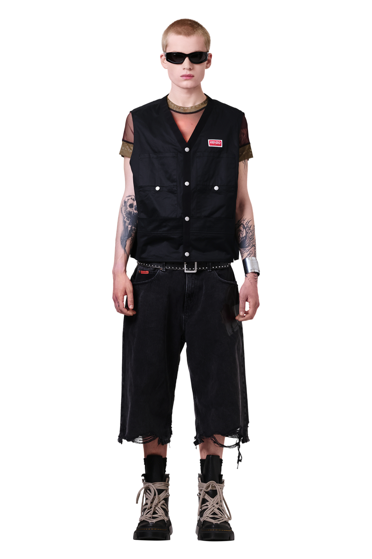 Model wearing Rick Owens x 1460 DMXL Megalace Boot 'Black'