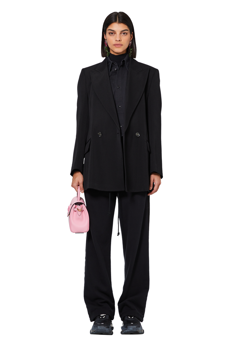 Model wearing Versace La Medusa Small Handbag 'Baby Pink/Versace Gold'