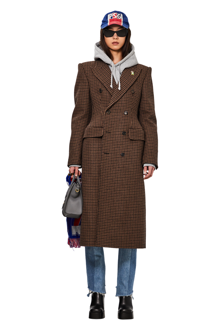 Model wearing Balenciaga Coat 'Brown/Beige'