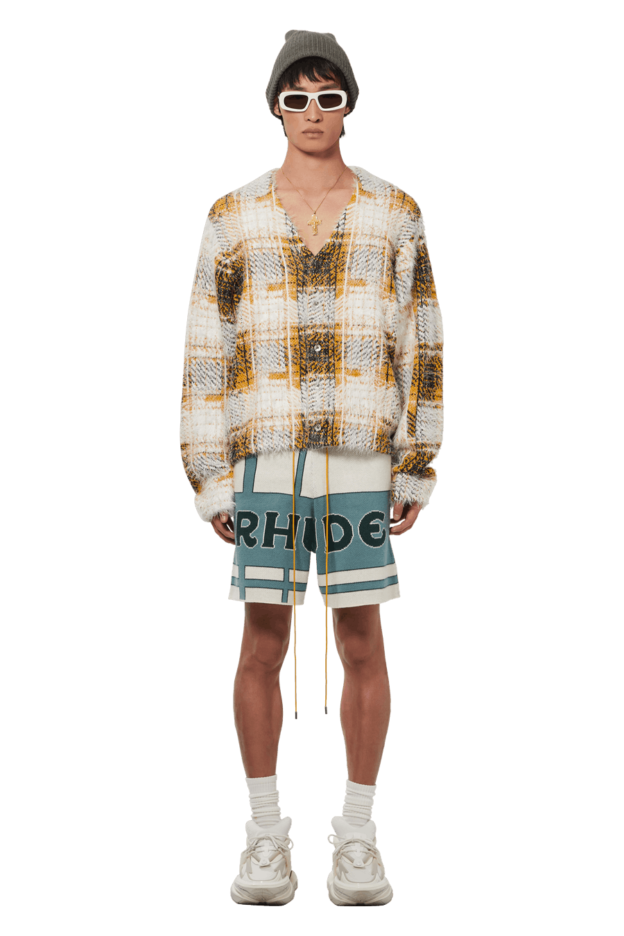 Buy Rhude Palm Knit Short 'Ivory/Sage' SS23SH43822364 GOAT