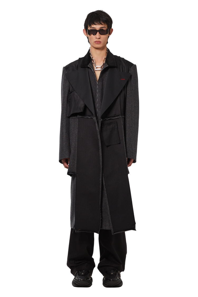 model wearing Maison Margiela Plain Long Coat 'Black'
